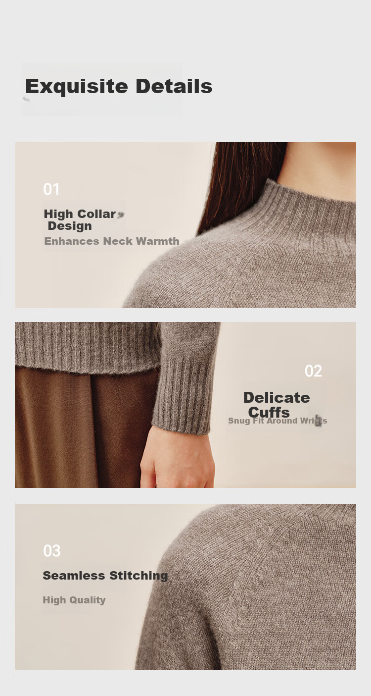 JD Jingzao Women's Cashmere Sweater High Neck 100% Cashmere Autumn Winter Thick Knit Vintage Red 2XL 12