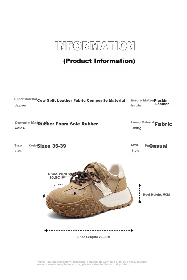 SENDA New Forrest Gump Shoes for Women, Non-Slip Thick-Soled Heightening Training Shoes, Casual Shoes, Women's Sneakers, Caramel Pudding Color, Size 36 6