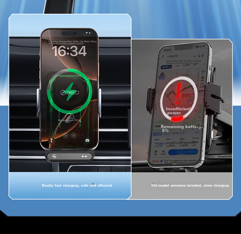 360 Car Wireless Charger, 15W Wireless Charging, Car Navigation Phone Holder, HX26 Base Stand, Magnetic Fast Charging, Compatible with Apple And Android 7