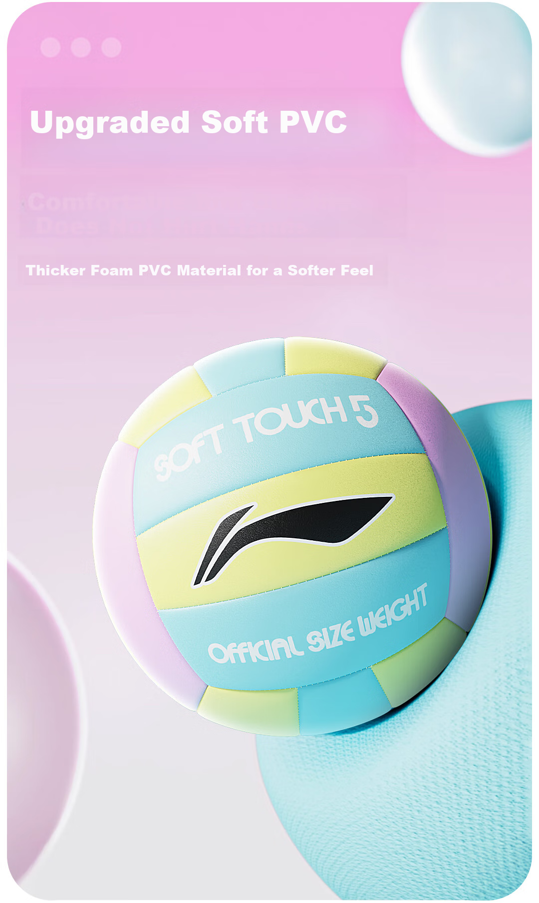 Li-Ning No. 5 Machine-Stitched Volleyball, Middle School Entrance Exam Training, Standard Inflatable No. 5 Ball for Middle School Students' Physical Test, Soft Leather Foam, Gentle on Hands 3