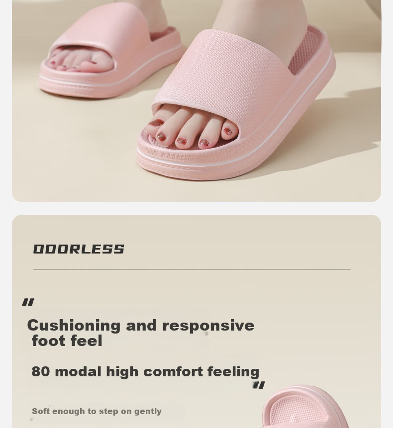 Huameijianbu Home Couple Slippers, Thickened, Non-Slip, Quiet, Macaron Style, for Men And Women, HM618, Shrimp Pink, Size 40-41 2