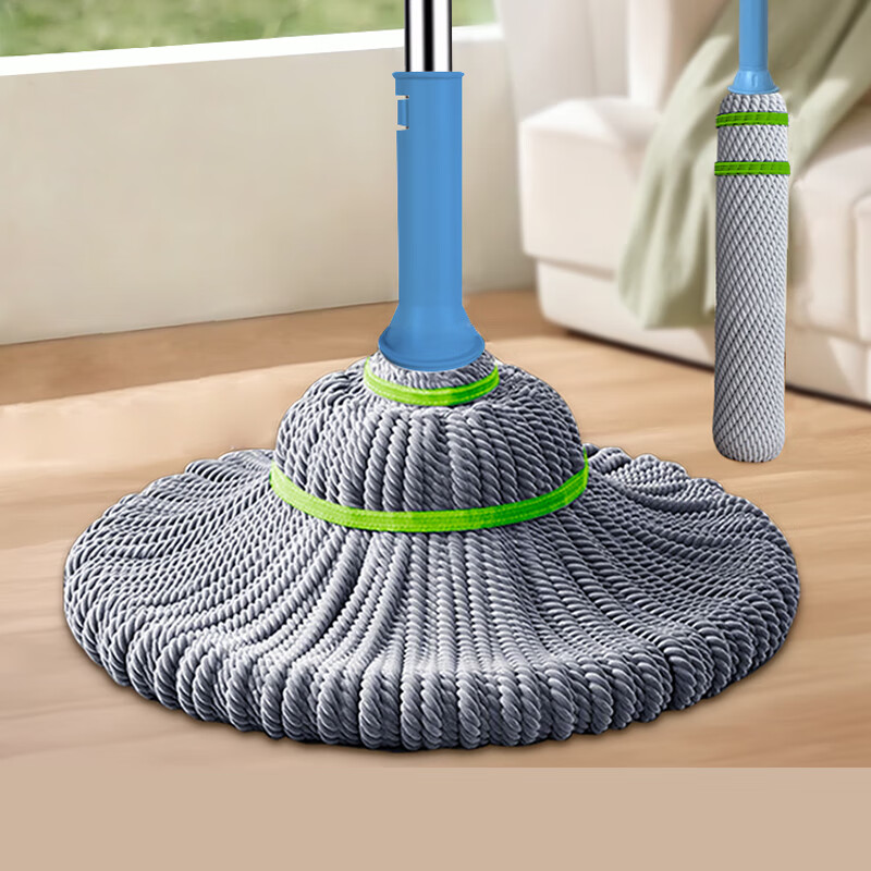 Yagao Cotton Mop with 45CM Metal Handle And 115CM Total Fabric Length, Self-Tightening Water-Resistant Mop with Lock, No-Hand Mop for Floor Cleaning