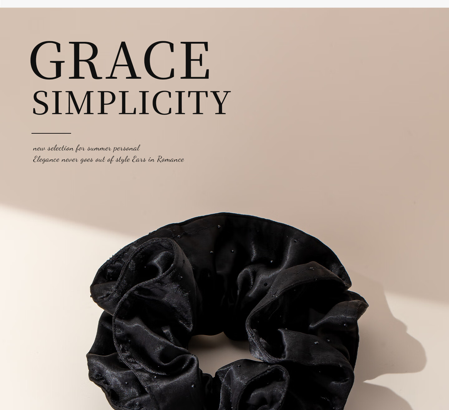 Qlady Elegant Black Hair Tie Rubber Band for Ponytail, Hair Accessory, 2026 New Style, High-End Feel, Mid-Autumn Festival Gift 1