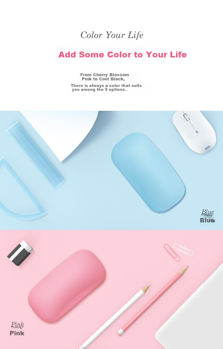 SANWA Gel Ergonomic Silicone Wrist Rest Mouse Pad Set, Solid Color Hand Support Wrist Pad, Soft And Washable, for Office And Gaming, White 10