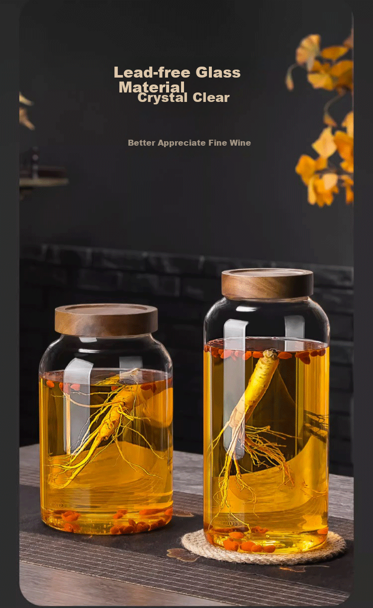 CRISTALGLASS Glass Infusion Bottle Container, Sealed Jar for Ginseng Wine, Plum And Loquat Self-Made Wine, Pickling Jar for Kimchi, 3000ML 3