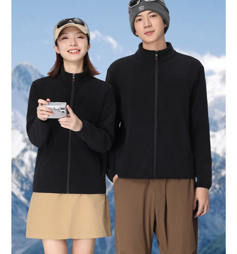 LangSha Unisex Fleece Liner Jacket Windproof Heated Outdoor Polar Fleece Coat 4