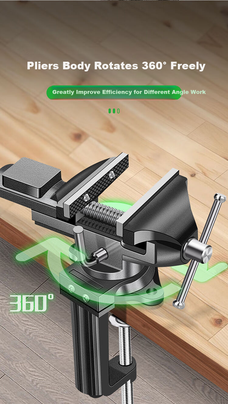 Baolian Bench Vise, Small Multifunctional Household Universal Mini Bench Vise, Workbench Flat-Jaw Small Vise, Bench Woodworking Clamp 6