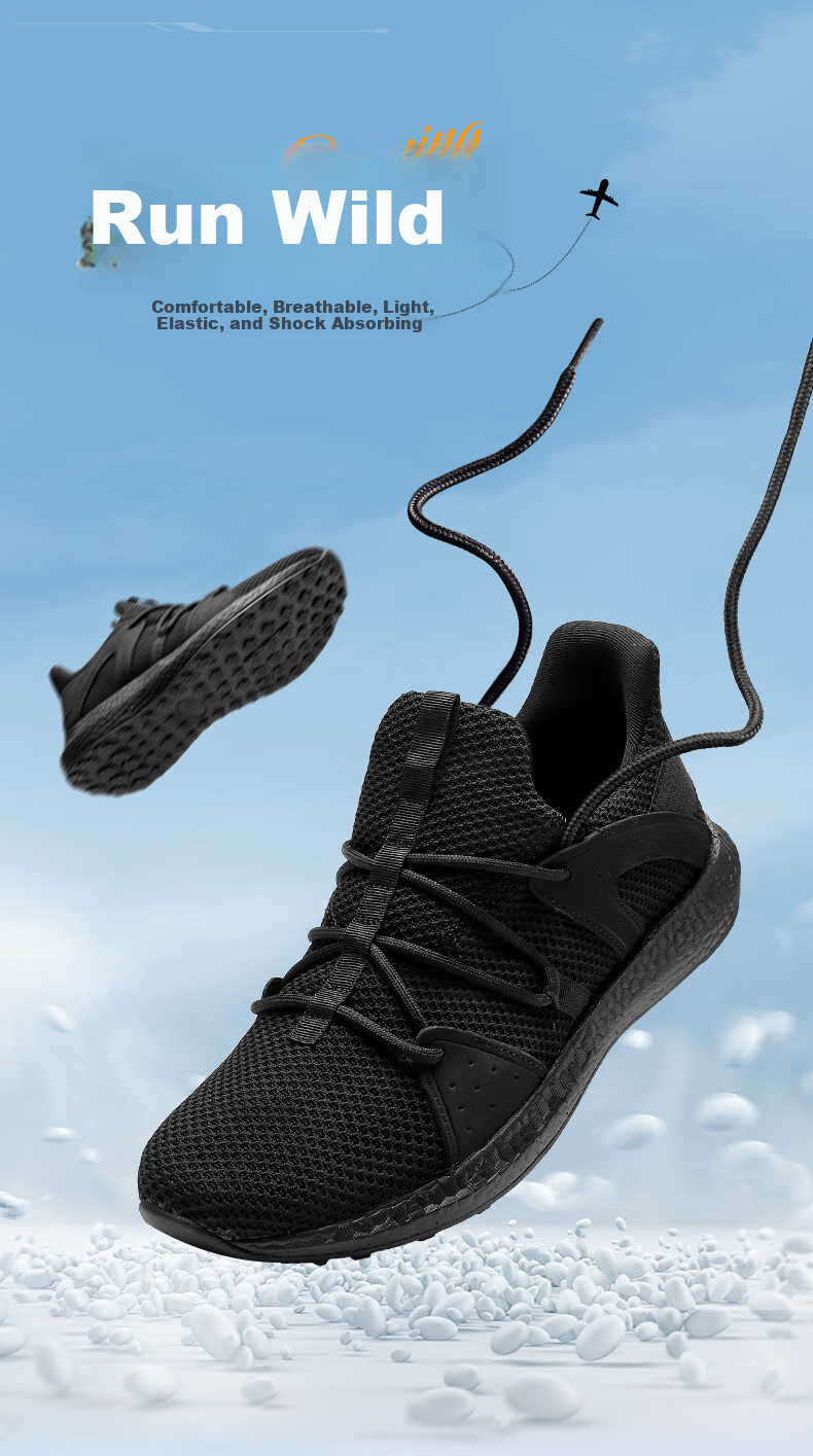 Qiangren Outdoor Sports Casual Men's Shoes, Breathable Shock-Absorbing Running Shoes, 3515 New Style Training Shoes, Black, Size 39 1