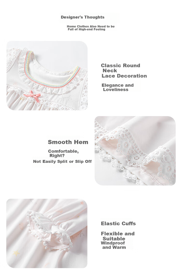 YEEHOO [50S Modal] Girls' Nightgown, Children's Pajamas, Skin-Friendly Ultra-Soft Amino Acid Skincare Loungewear, Short Sleeve, 110 4