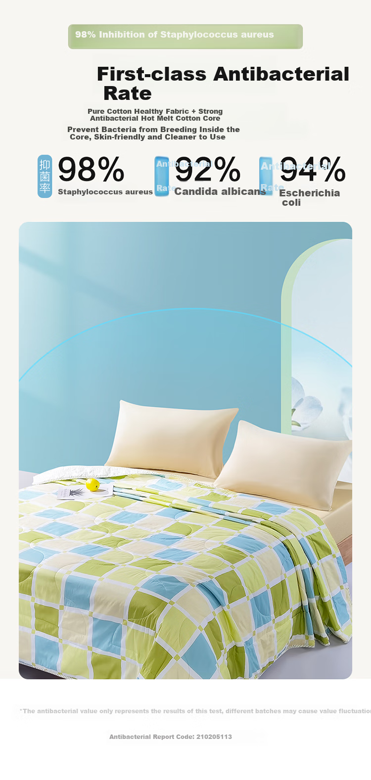 FUANNA Summer Quilt, Pure Cotton Fabric, Antibacterial Air Conditioning Quilt, Double Size, Washable, Thin Summer Blanket, 3 Jin, 203x229cm 6