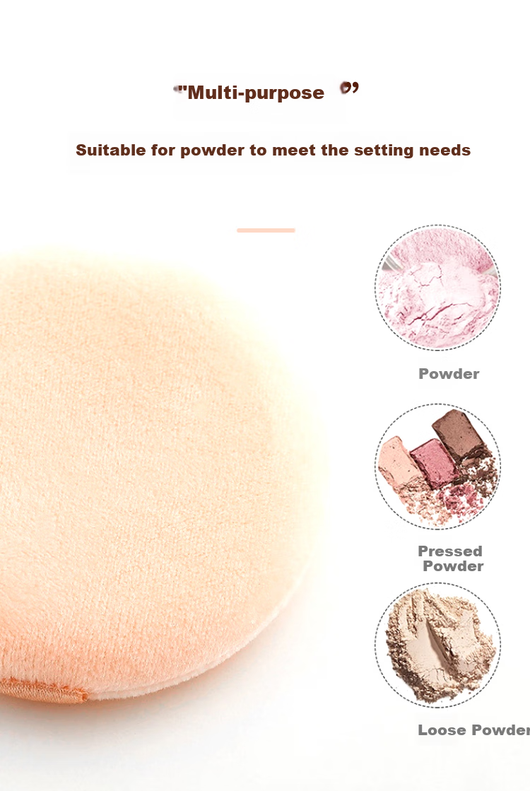 Meifuyu Double-Sided Flocked Powder Puff (Thin Round Shape), 3 Pieces, CT Replacement for Loose Powder Puff, Setting Makeup, MF8559 14