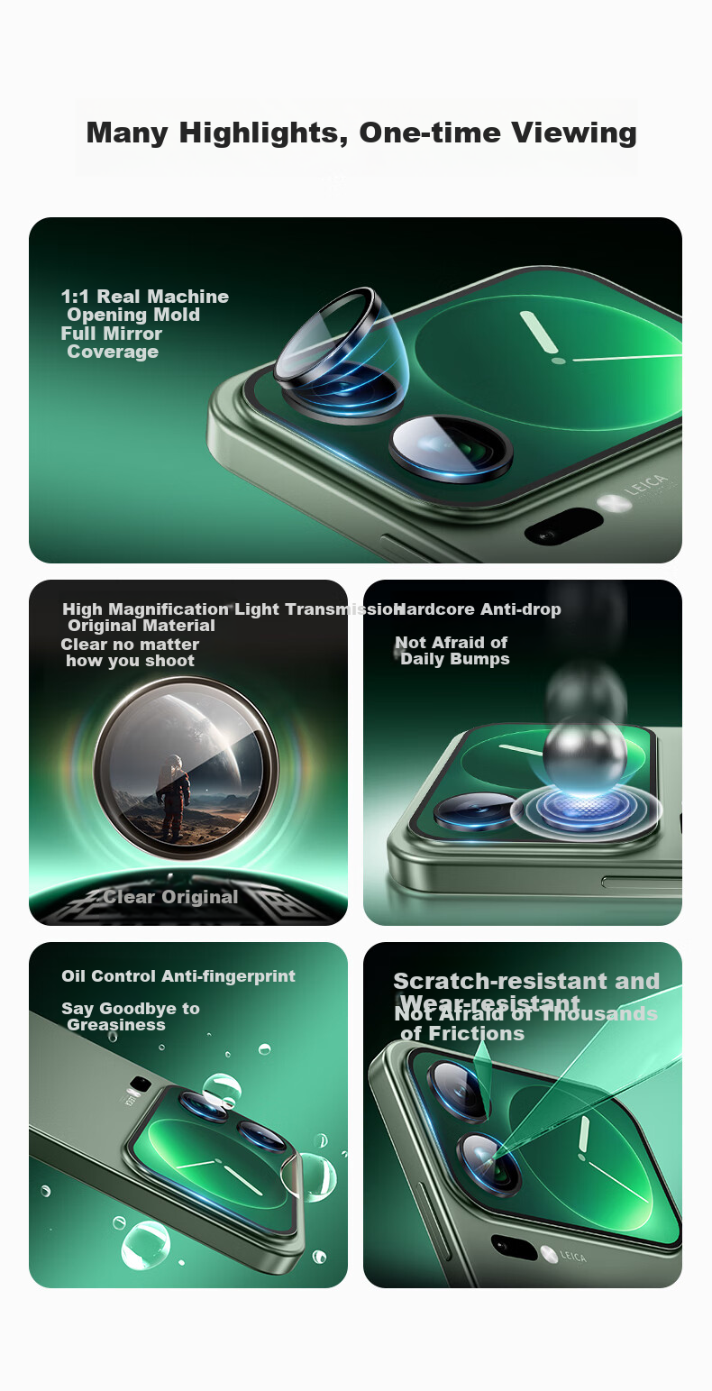 LLUNC Lens Protector for Xiaomi 17 Pro Max, AR Anti-Reflective Xiaomi Tempered Glass Film, Rear Camera Protection Film, Anti-Glare, Shockproof, Integrated with Positioning Device, Easy Application Film 2