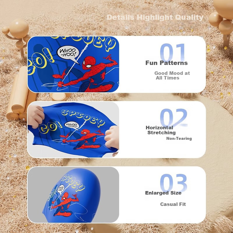 Dishini Children's Swim Cap, for Boys And Girls, Extra Large Size, Waterproof, Ear Protection, Non-Binding, Professional Silicone Swimming Cap D75631 Pink