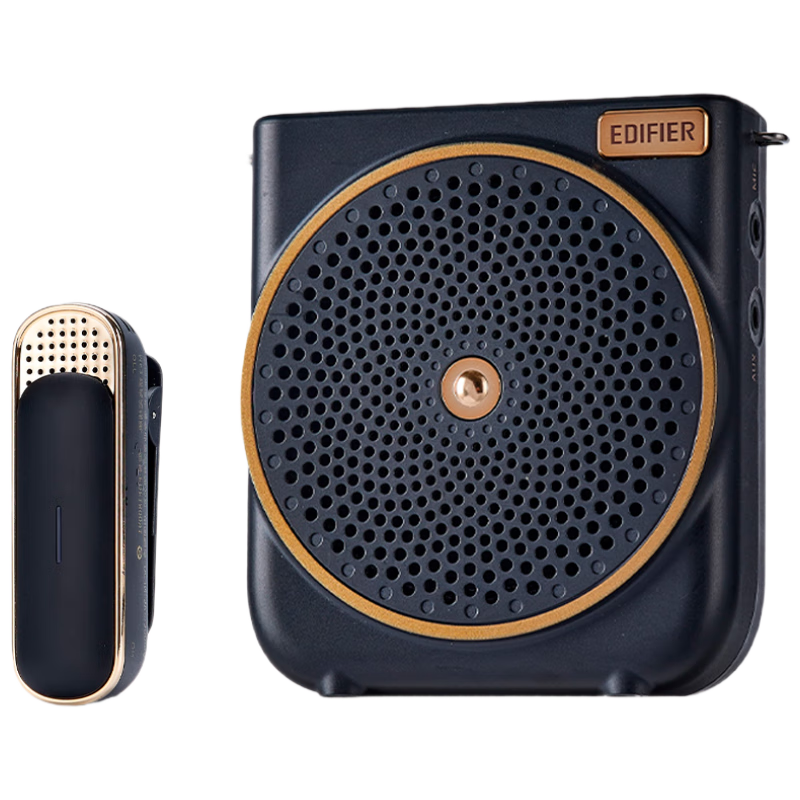 EDIFIER MF3 Wireless Lavalier Microphone Amplifier Clip-on Speaker for Tour Guides, Salespersons, and Teachers Portable High-Power Microphone Speaker Player Black