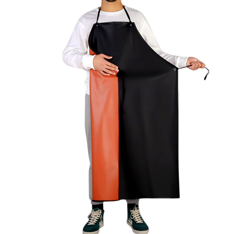 Gongqiyou PVC Composite Double-Layer Apron Black Red 1 Piece Acid and Alkali Resistant Oil-Resistant Sleeveless Double-Layer Waterproof Oil-Proof Waist Apron Anti-Stain