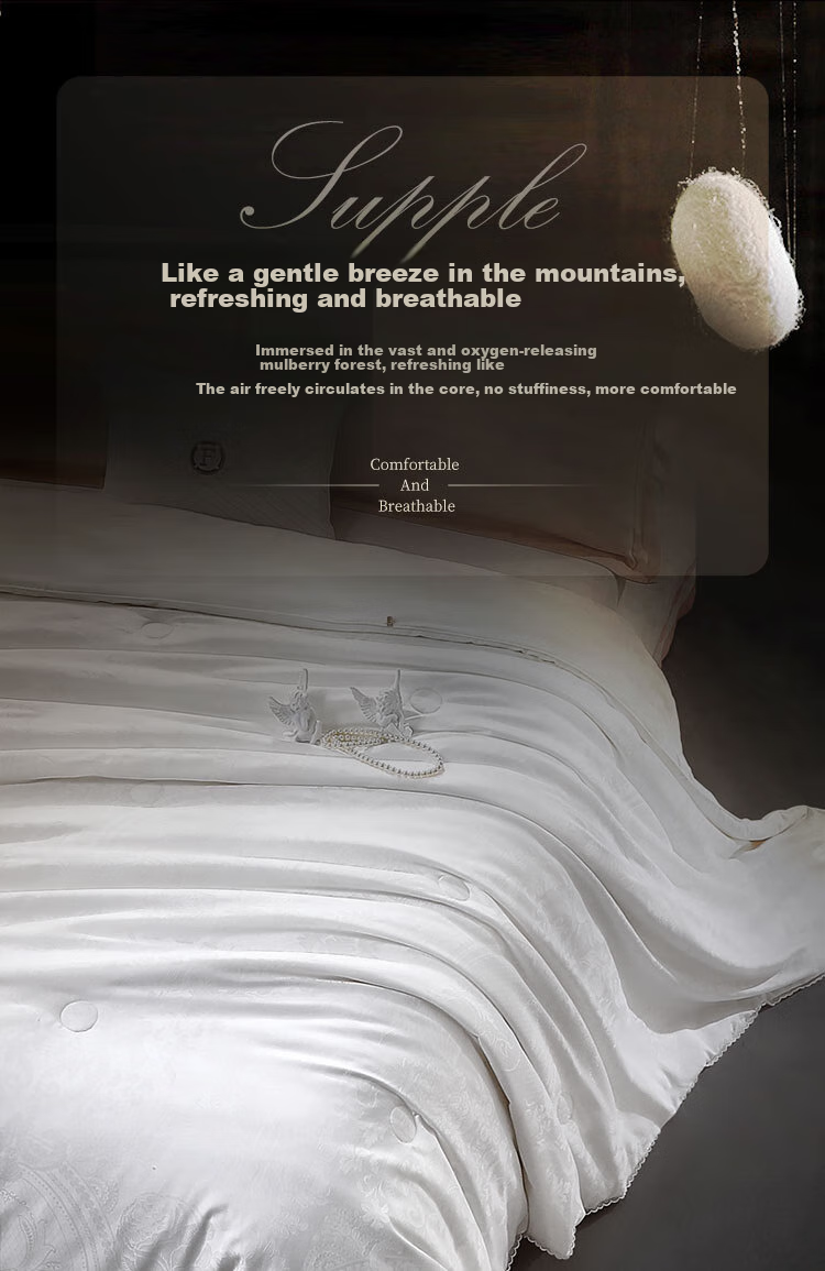 FUANNA Silk Comforter, 100% Mulberry Silk Double Cocoon Duvet, Spring And Autumn Quilt, Double-Size Air Conditioning Blanket, Approximately 6.4 Jin, 230*229cm 4