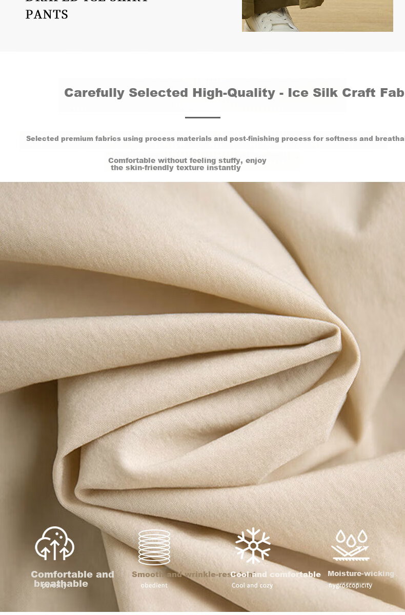 Langsha Ice Silk Quick-Dry Wide-Leg Cropped Pants for Women, Summer 2026 Thin High-Waist Slimming Mid-Length Pants, Draping Casual Skirt Shorts 12