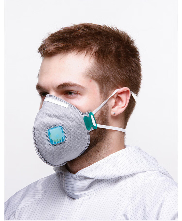 CK-Tech Industrial Dust Mask KN95 Activated Carbon Respirator with Breathing Valve Earloop CKH-5820CV-10 Gray 10pcs/Box 6