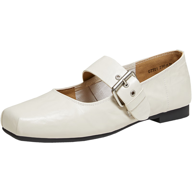 BASTO Spring Manuscript 26 Spring Mall Sheepskin Mary Jane Shoes Women's Small Leather Shoes UZT01AQ6 Off-White Size 35