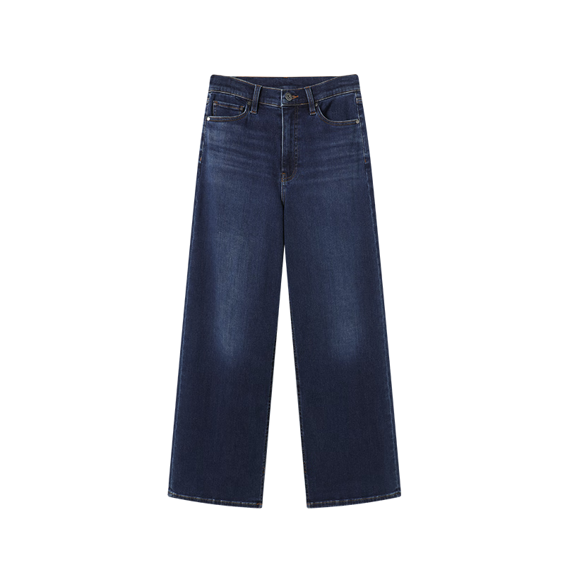 JD Jingzao Women's Jeans Autumn 2025 New Lycra Stretch Draped Straight Casual Pants Dark Blue XL