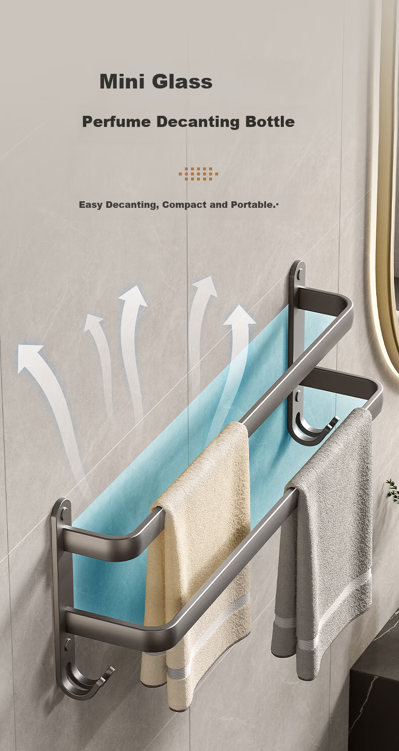 Baihan Towel Rack, Bathroom Storage Shelf, No Drilling Required, Toilet Washroom Hanging Accessories Set, Bathroom Storage Organizer 2