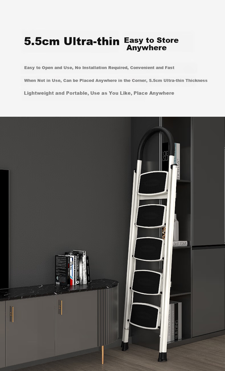 AOPENG Folding Ladder, Household Five-Step Ladder, Indoor Climbing Stairs, Single-Sided A-Frame Ladder, Handrail Ladder, Climbing Ladder, Engineering Ladder 6