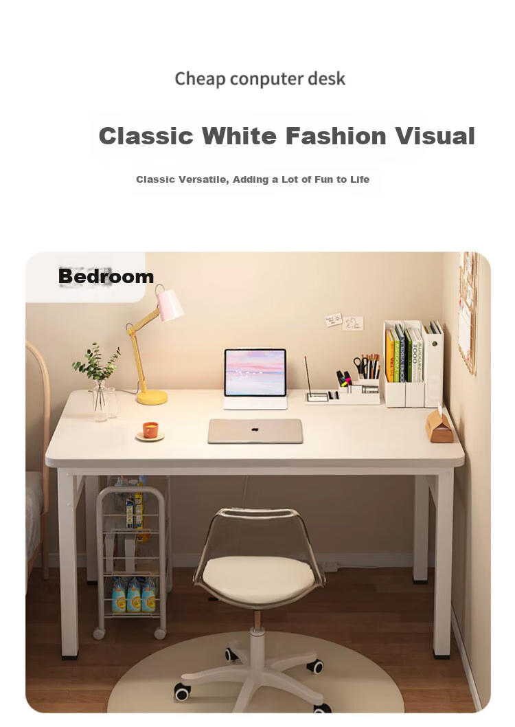 Jingcai Computer Desk, Desktop Study Table, Dining Table, Office Desk, Long Table, Conference Table JDZ01 White 1 Meter 4