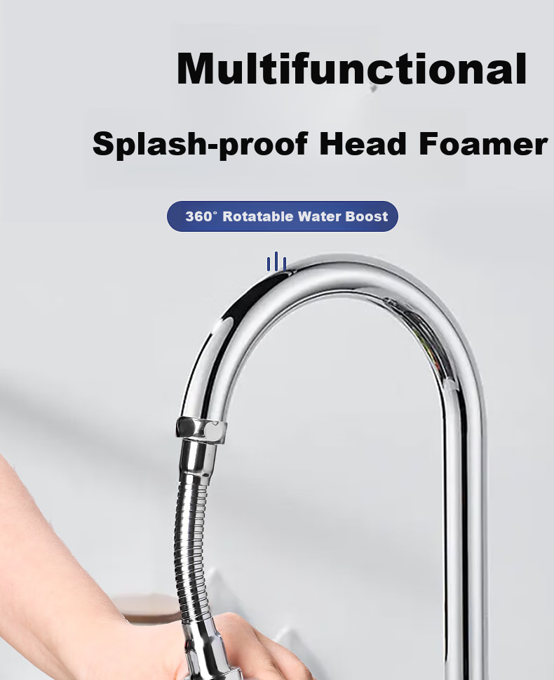 BJ Faucet Extender, Splash-Proof Kitchen Faucet, Anti-Splash Head Filter, Water-Saving Long Aerator 1