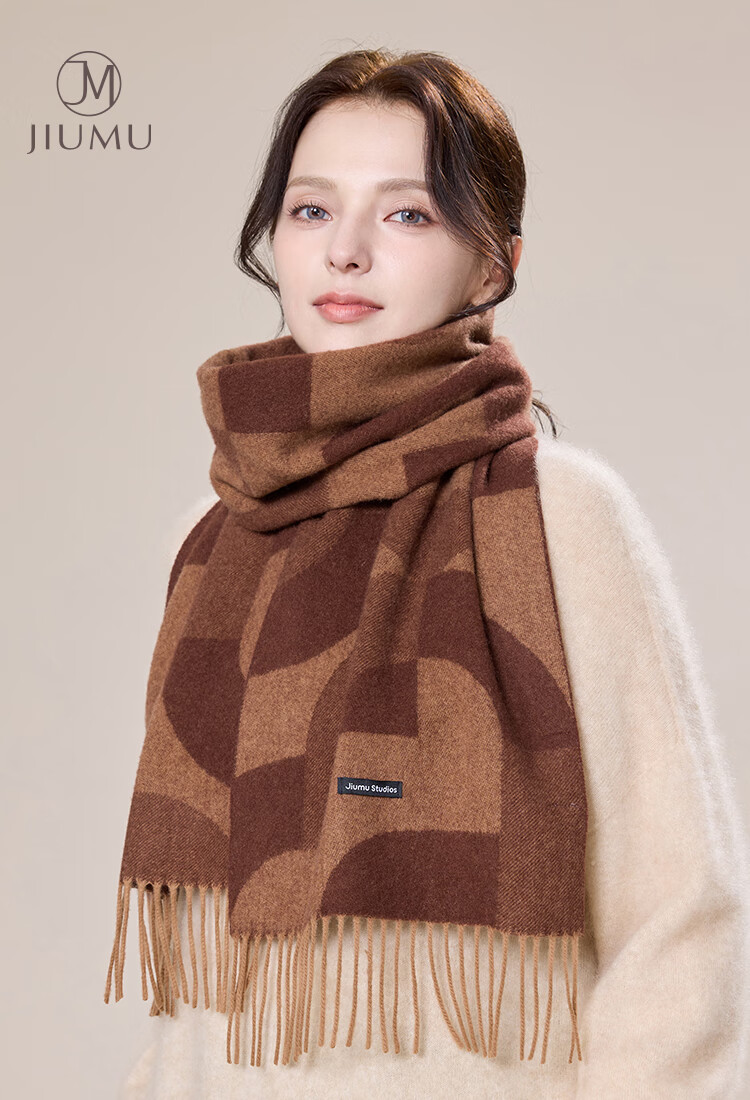 JIUMU Pure Wool Scarf for Women Autumn Winter Warm Shawl Gift Box New Year Birthday Gift for Girls 1