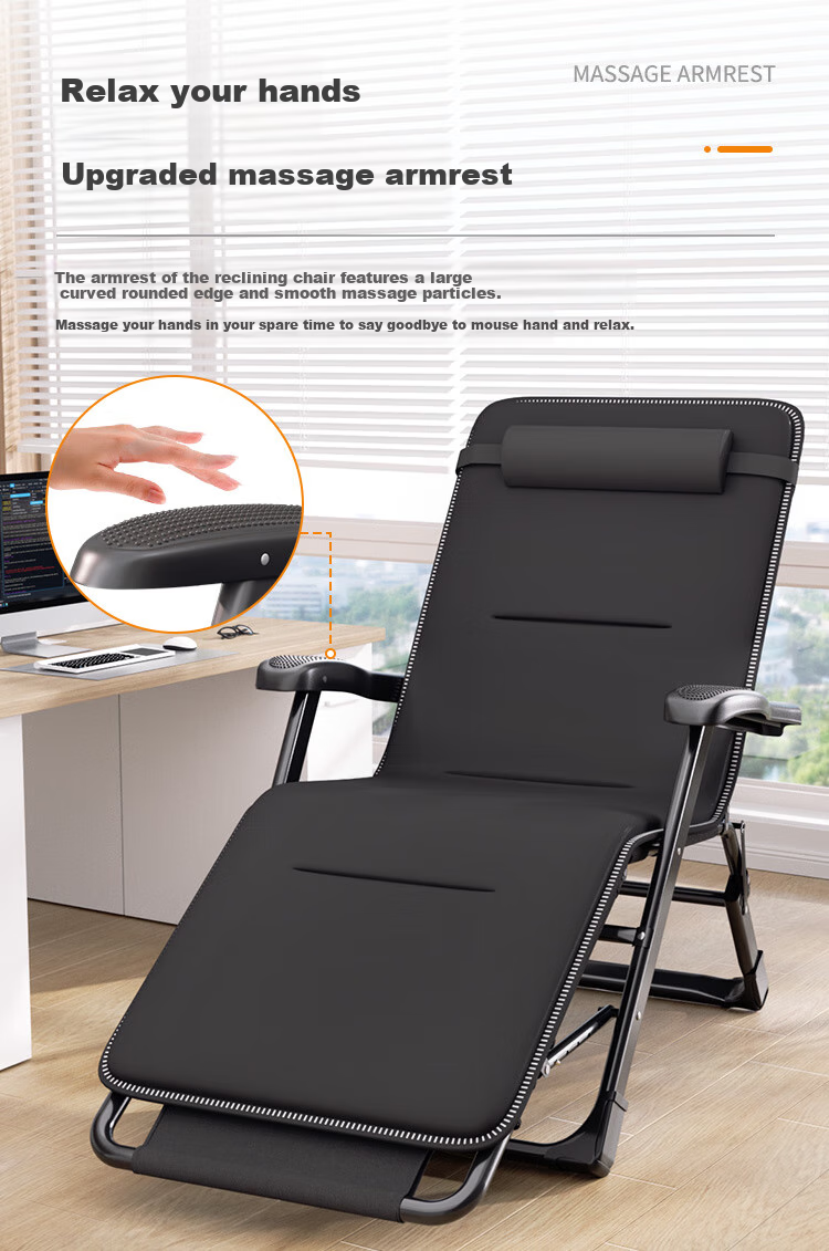 Shuangxinda Folding Bed, Lounge Chair, Folding Chair, Single Bed, Office Nap Chair, Lunch Break Cot, Accompanying Care Bed with Cotton Pad 5