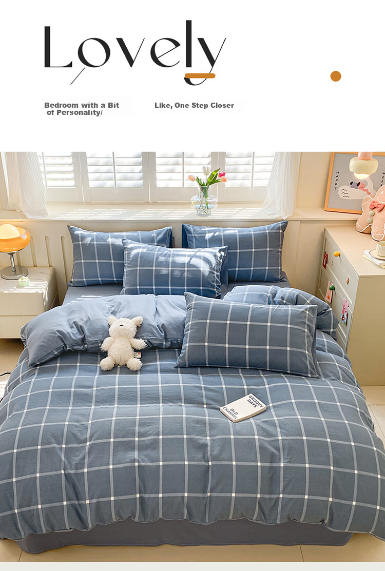Yalu Skin-Friendly Four-Piece Bedding Set for Sleeping Naked, Embroidered Double Bed Set for 1.5/1.8 Meter Bed, Duvet Cover, Pillowcases, And Bedsheet 11