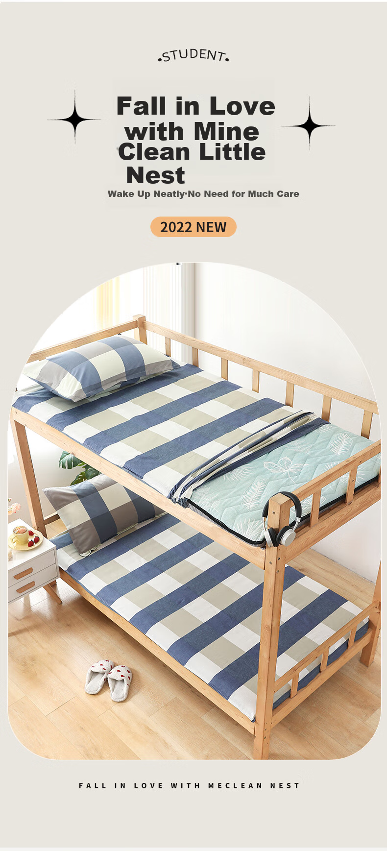 Yunjin Dormitory Mattress Protector, Pure Cotton Fitted Sheet Cover, Fully Enclosed Mattress Cover, Student Mattress Cover, Yinxiang, 90*190cm 3