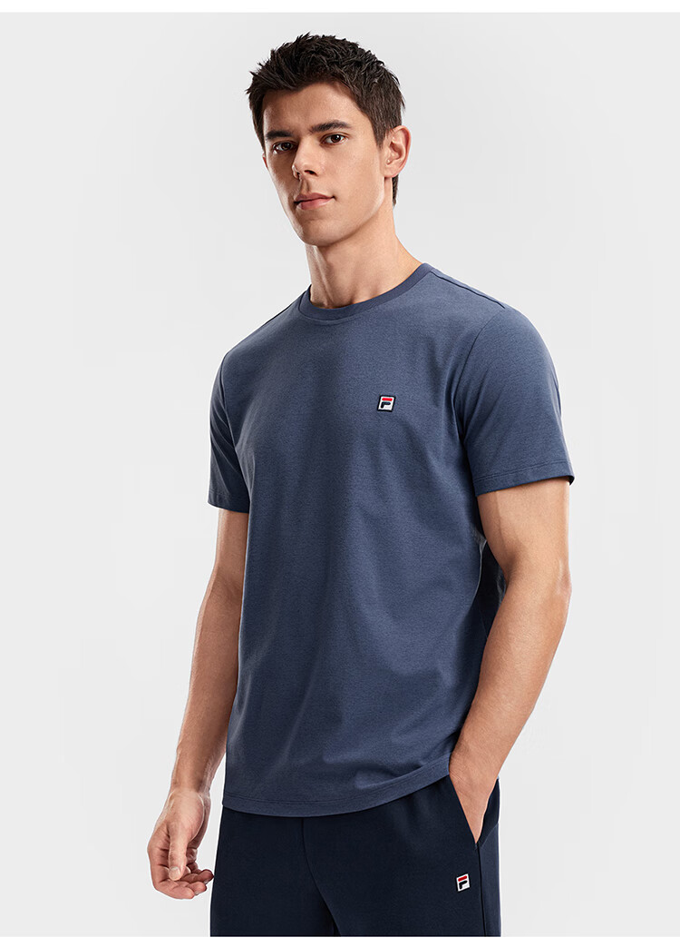 FILA Official Men's Short Sleeve T-Shirt 2026 Summer Tennis Moisture-Wicking Quick-Dry Knit Sun Protection Crew Neck Top 48