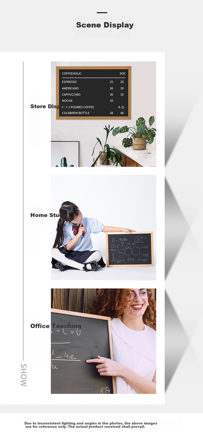 BBNEW Wooden Frame Blackboard 45*60cm, Home Teaching Training, Hanging Writing Board, Coffee Shop Small Blackboard Message Board, Promotional Display Notice Board, NEWB4560 10