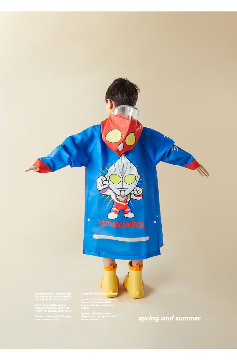 Cheerful Mario Ultraman Kids Raincoat Boys 2024 Waterproof Full-Body with Backpack Slot Toddler Kindergarten School Rain Poncho 16
