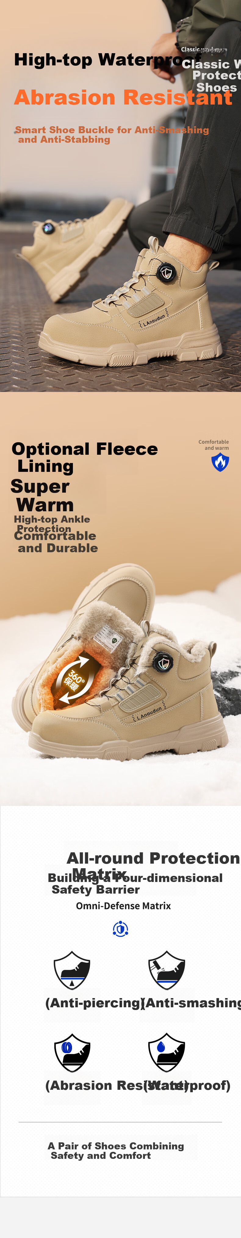 Lanoudun Men's Ultra-Light Safety Shoes with Steel Toe Cap, Puncture-Resistant, Comfortable, Non-Fatiguing, Wear-Resistant Work Safety Shoes DL267 Size 42 1