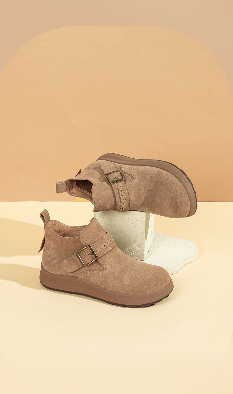 CONNIE Women's Martin Boots Vintage Suede Ankle Boots Elegant Versatile French Style Slim Boots 2025 Autumn Winter New Camel 37 2