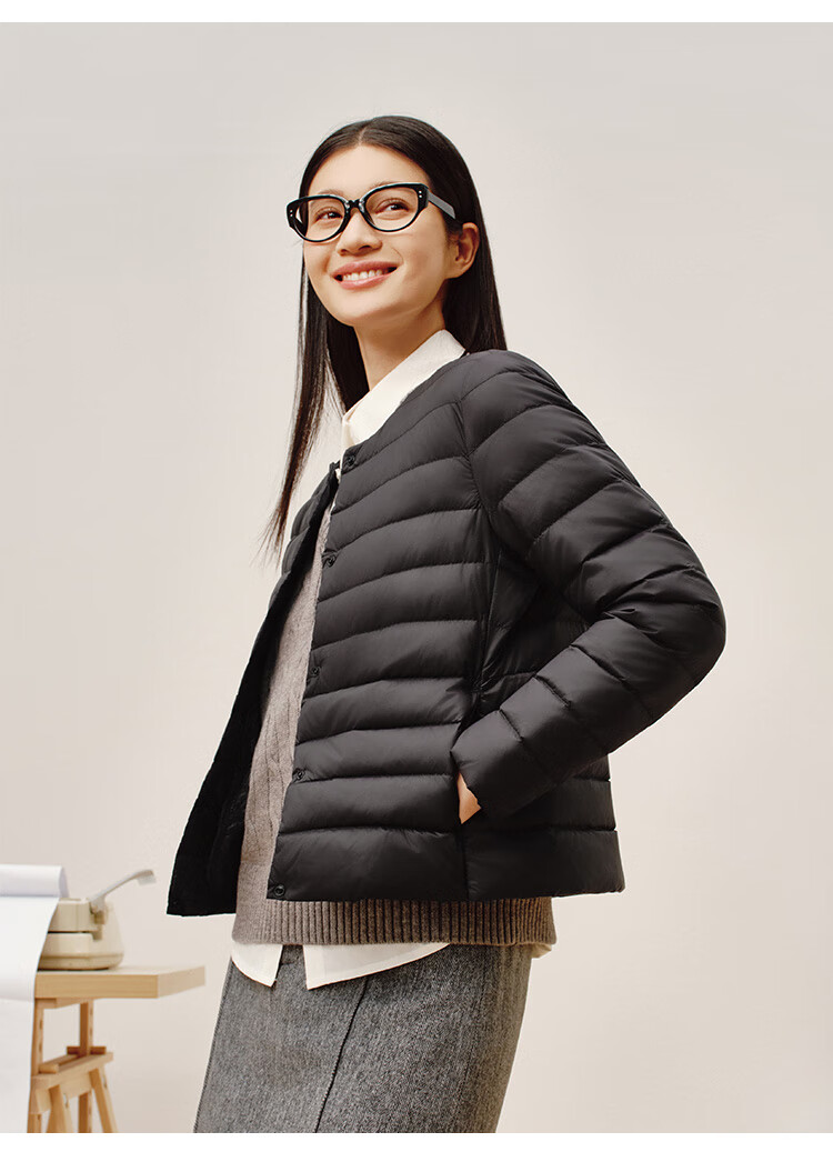 JD Jingzao Women's Lightweight Down Jacket Fashion Versatile Winter 2025 Thick Warm Coat Soft Mist Gray XL 21
