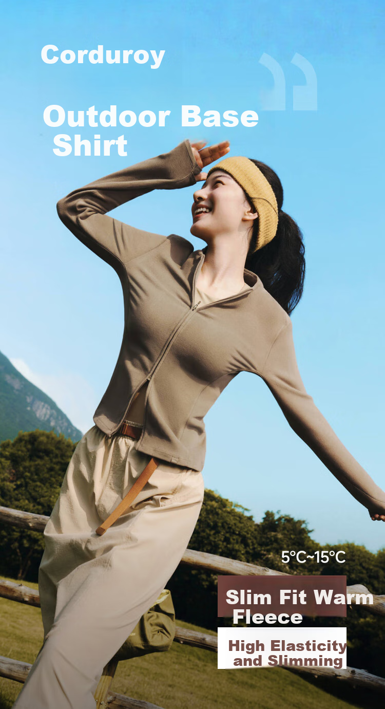 Beneunder Fleece Double Zipper Top for Women, Slim Fit, Elastic Long Sleeve, Skin-Friendly Inner Layer Base Shirt PM007 2