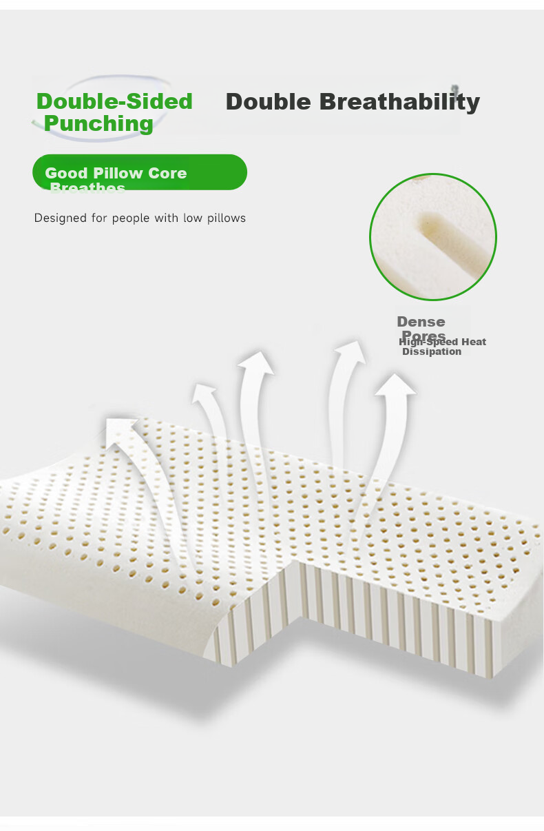 NOYOKE Latex Pillow, Low Thin Cervical Pillow, Short Pillow for Deep Sleep, Imported from Thailand, Natural Latex, Breathable, White S9066 4