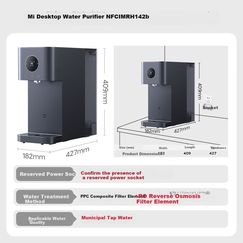 Умный настольный фильтр для воды Xiaomi Mijia RO обратный осмос, система очистки воды с NFC, мгновенный нагрев, разделение отходов, резервуар для воды, уровень 1 энергоэффективности MRH142b