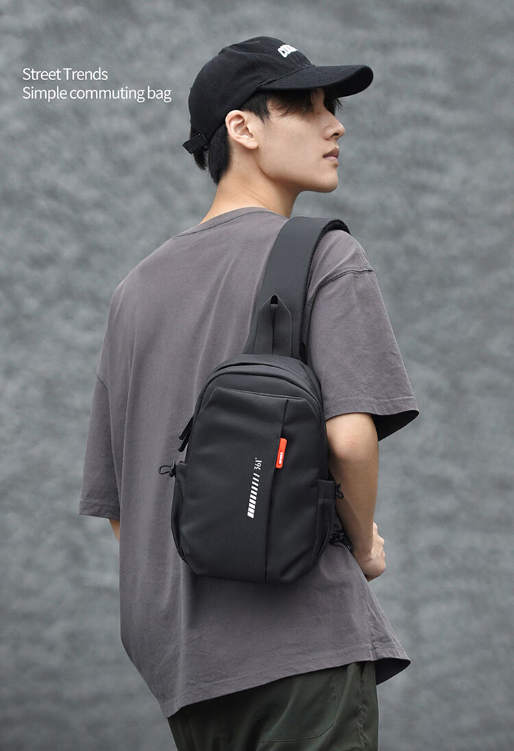 361° Men's Backpack, Chest Bag, Waist Bag, Handbag, Shoulder Bag, Commuting, Mountaineering, Travel, Fashion, Large Capacity, Black 1