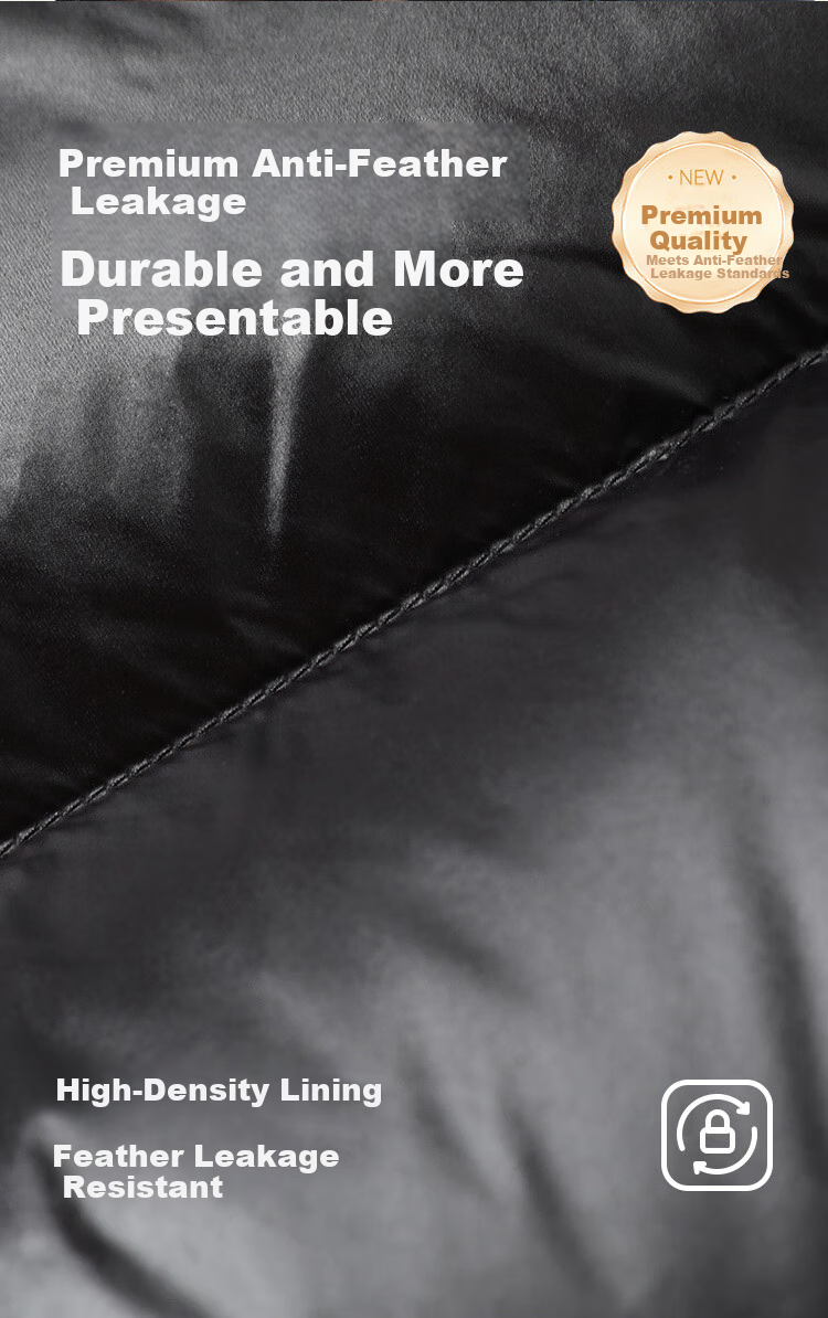 JD Original [Black Gold Imported White Goose down] Short Goose down Jacket for Men And Women, Winter Outerwear, Obsidian Black, 3XL 7