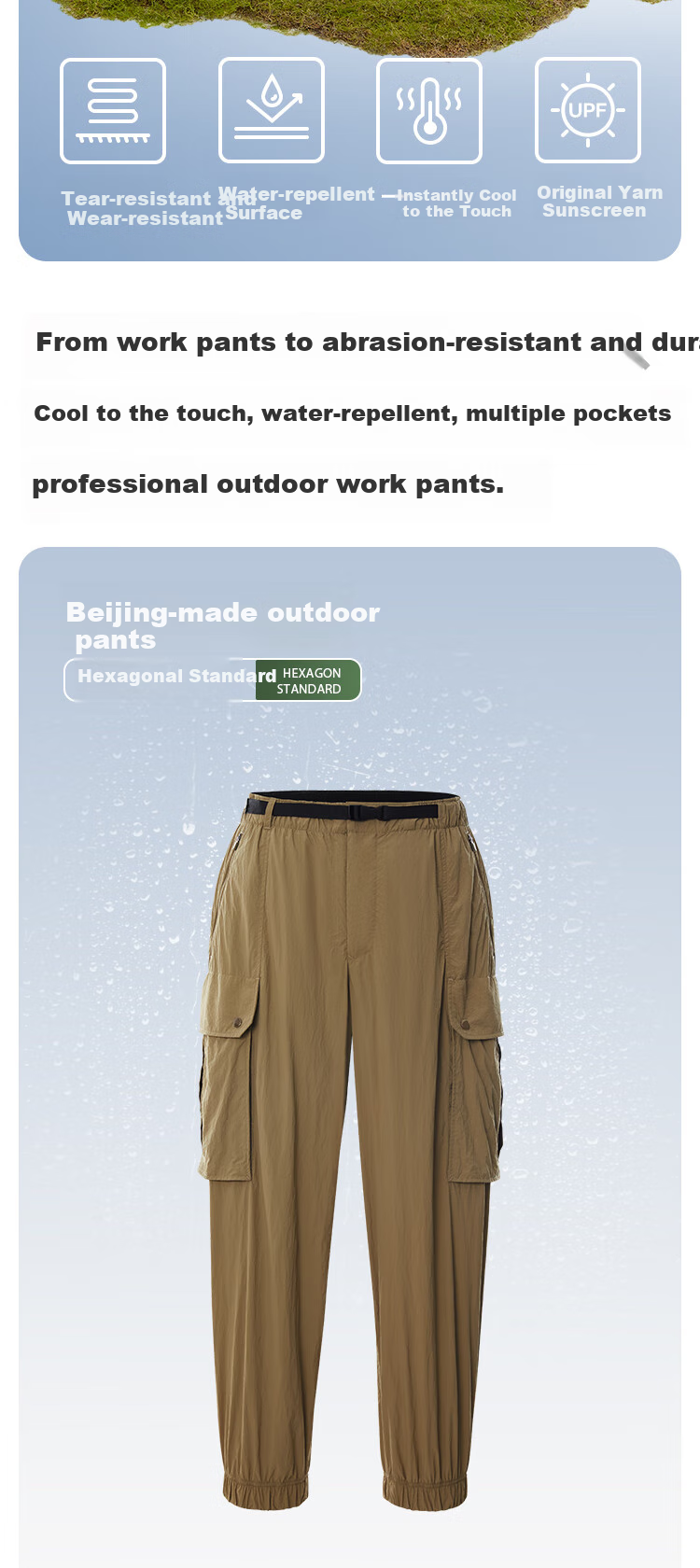 JD Original Spring Sun Protection Cargo Pants, Quick-Drying Breathable Wear-Resistant Multi-Pocket Water-Repellent Trousers for Men And Women, Black L 2