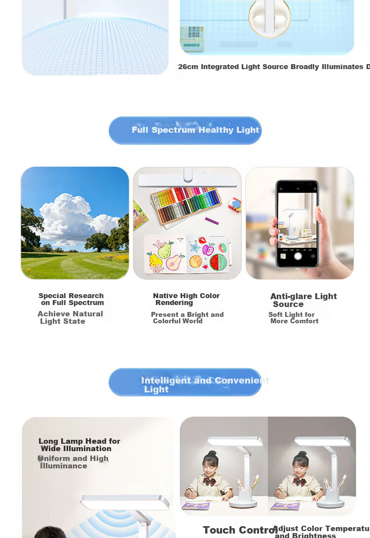 Jingqian Eye Protection Desk Lamp Student Study Lamp Children's Reading Desk Lamp Office Rechargeable Desk Lamp 4