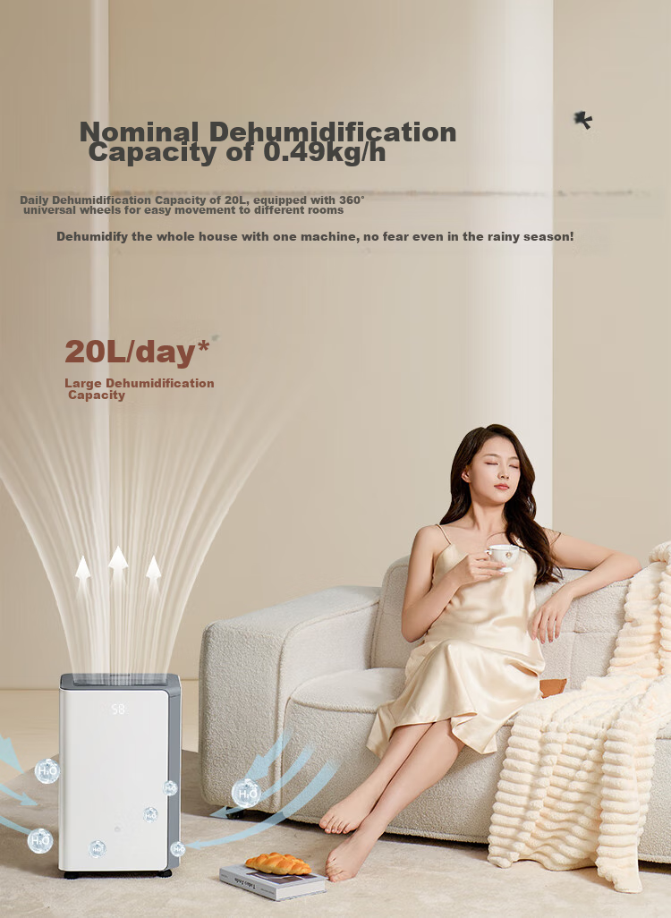 JD Original Dehumidifier for Home Use, 40L/day Dehumidification Capacity, for Basement, Bedroom, Duplex Villa, Commercial And Industrial Use, Moisture Removal, Mold Prevention, Quiet Clothes Dryer 5