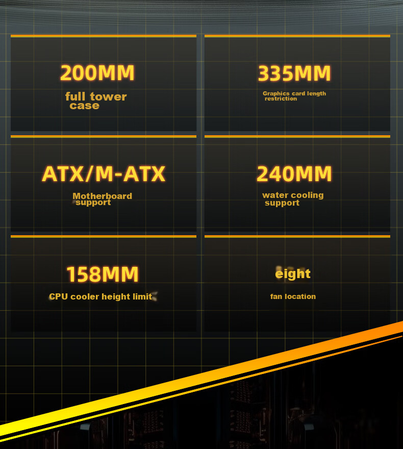 Golden Field Jianyu Qingyao NANO Wide-Body Desktop Computer Case, Cooling Grid Panel, ATX Motherboard/8 Fan Positions/Compatible with 240mm Water Cooling/Glass Quick-Release Desig 3