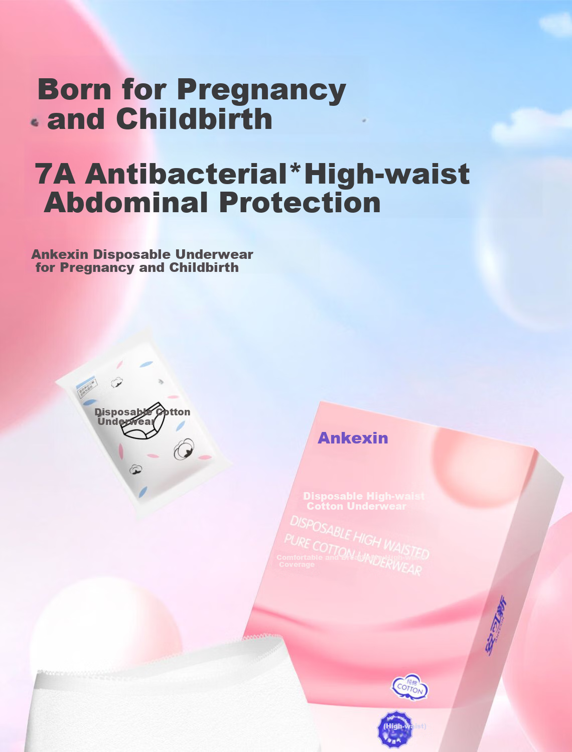 Ankexin Maternity Disposable Underwear for Women, High-Waist Pure Cotton 7A Antibacterial Postpartum Menstrual Travel Disposable 5-Pack XL Size 1