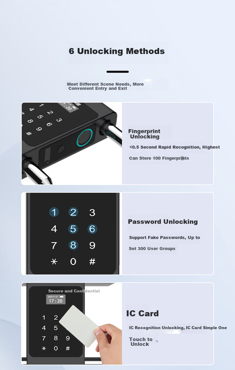 Kemi Smart Fingerprint U-Shaped Lock, Glass Door Fingerprint Lock, Double-Door Anti-Theft Electronic Password Lock, Office And Shop Plug-In Lock, APP Attendance Recording, COM-U3 3