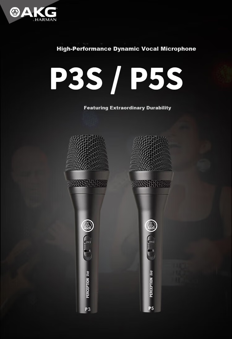 AKG P3S Professional Dynamic Wired Microphone for Home Karaoke, Live Streaming, Guitar Playing, Singing Recording, Stage Performance Vocal Handheld Microphone 2